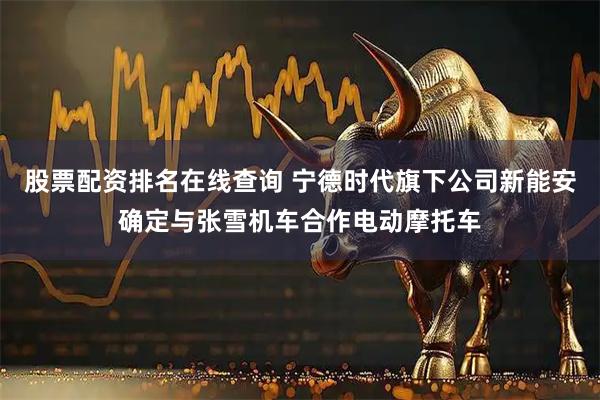 股票配资排名在线查询 宁德时代旗下公司新能安确定与张雪机车合作电动摩托车
